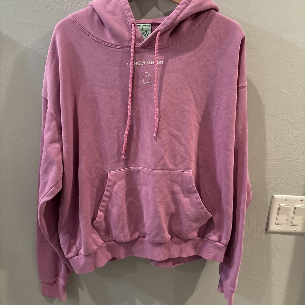 Lonely‎ Ghost Pink Graphic Text Me When You Get Home Hoodie Large